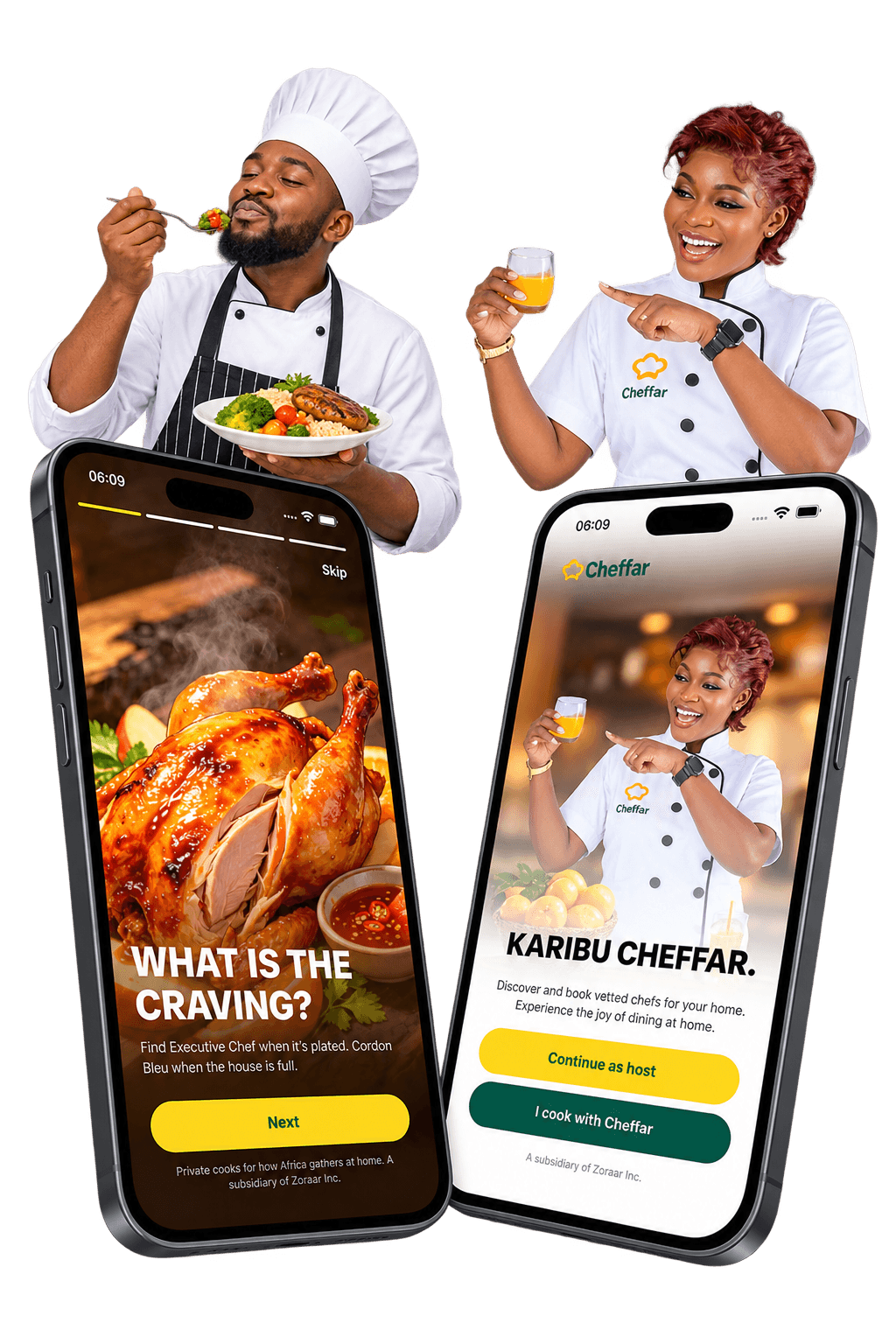 Cheffar app showing a host booking and messages