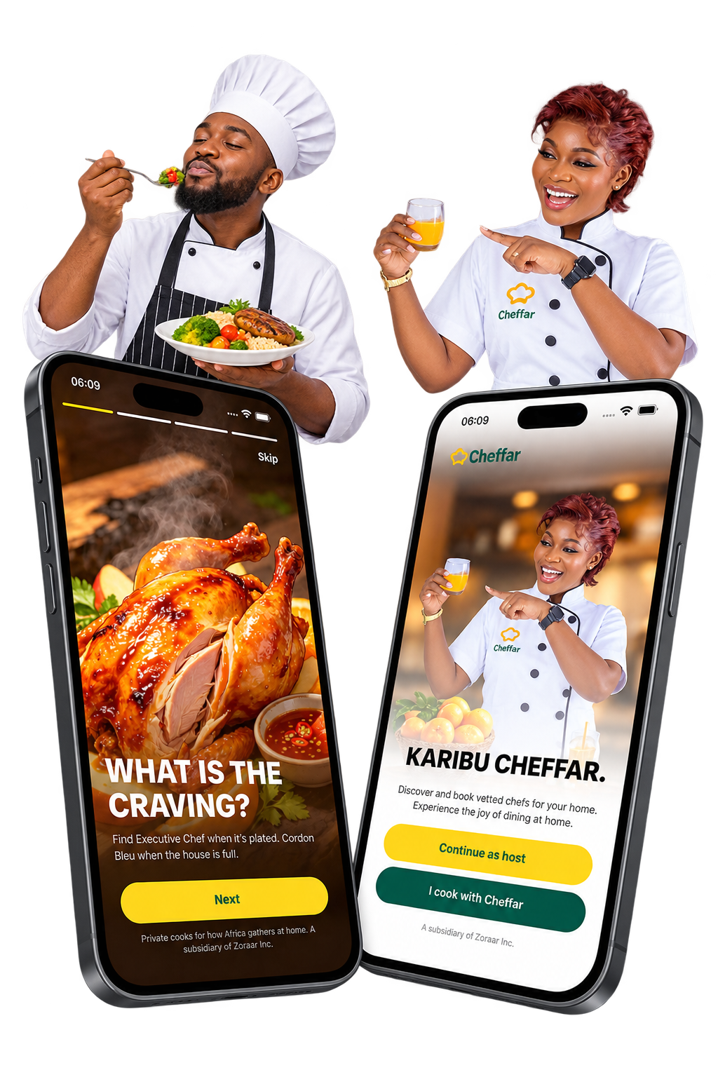 Cheffar app showing a host booking and messages