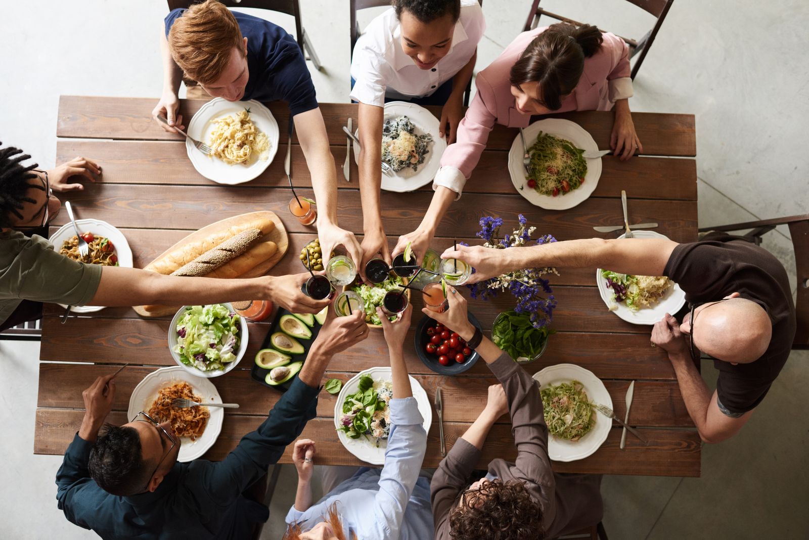 Guests at a dinner table in a short stay home